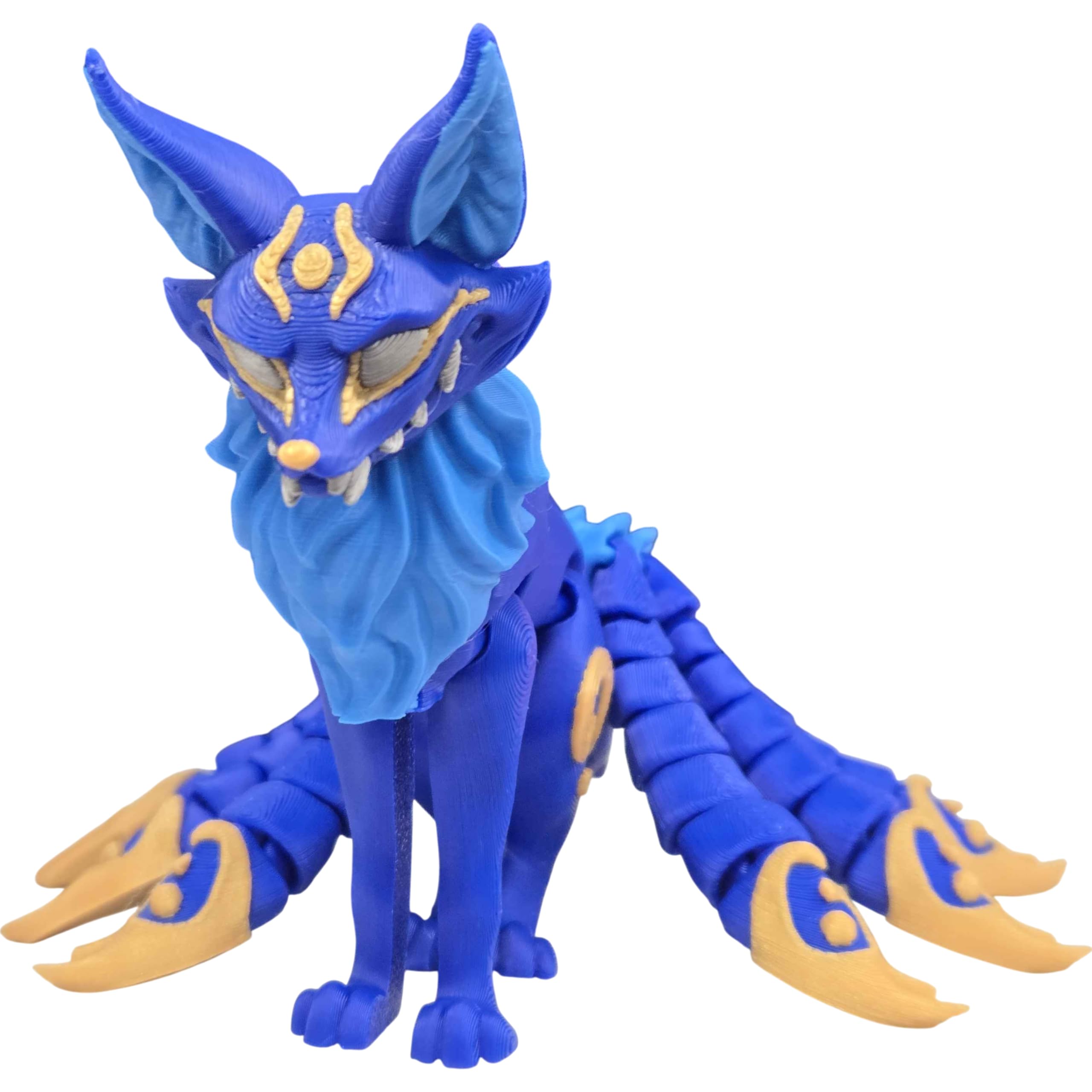 Articulated Twisty Kitsune Fox Figurine – Nine-Tailed Japanese Fox Spirit Statue – Demon Fox Collectible Mythical Desk Ornament & Home Decor – 3D Printed in Canada — 3D Printed Collectible by 3DCentral