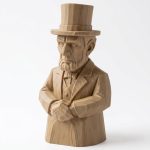 Wood Carved Abraham Lincoln Figurine – Wood Carved Style U.S. President Bust with Top Hat | PLA Wood Historical Collectible