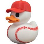 Baseball Duck Figurine with Cap – Sports-Themed Rubber Duck Sculpture for Shelf Decor, Gifts & Desk Accessories