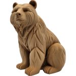 Carved Seated Bear Statue with Flowing Fur Details – Rustic Wildlife Figurine – DIY Paintable Animal Sculpture – 3D Printed in Canada — 3D Printed Collectible by 3DCentral