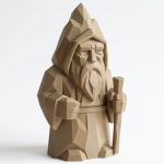 Wood Carved Mountain Spirit Figurine – Wood Carved Style Geometric Wizard Decor for Shelf, Desk or Altar – Nordic-Inspired Collectible Sculpture for Fantasy Lovers