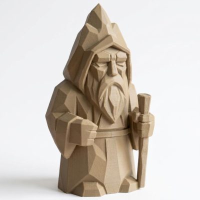 Wood Carved Mountain Spirit Figurine – Wood Carved Style Geometric Wizard Decor for Shelf, Desk or Altar – Nordic-Inspired Collectible Sculpture for Fantasy Lovers