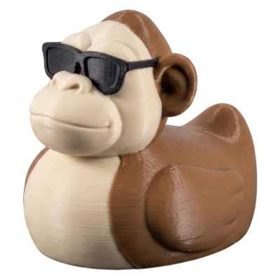 Sunglass Gorilla Duck Figurine – Cool Monkey Decor Collectible for Desk, Shelf, or Bathroom Display – Quirky 3D Printed Animal Ornament – K3D