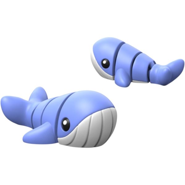 Cute Articulated Blue Whale Figurine with Big Eyes