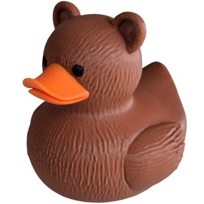 Brown Bear Duck Figurine – Quirky Bear-Themed Collectible Rubber Duck Desktop Decoration Gift for Home Office – 3D Printed in Canada — 3D Printed Collectible by 3DCentral