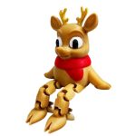 Articulated Christmas Reindeer Shelf Sitter with Red Scarf – Cute Holiday Figurine