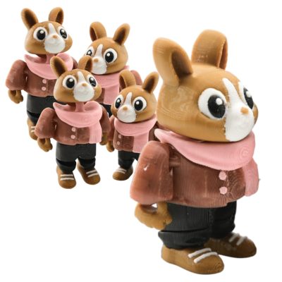 Cozy Autumn Bunny for Animal Lovers Articulated Figurines (Pack of 5) – Cute Poseable Rabbits with Scarves & Jackets for Fall Decor, Collectibles & Seasonal Displays – 3D Printed in Canada — 3D Printed Collectible by 3DCentral