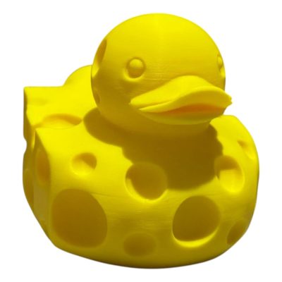 Cheese Duck Figurine – Whimsical Rubber Duck with Swiss Cheese Style Texture for Collectors & Decor – 3D Printed in Canada — 3D Printed Collectible by 3DCentral