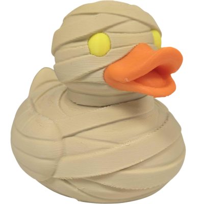 Mummy Duck Figurine – Spooky Rubber Duck Style Display Collectible with Bright Yellow Eyes – 3D Printed in Canada — 3D Printed Collectible by 3DCentral