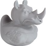 Rhino Duck Figurine – Funny Hybrid Rhino Rubber Duck Statue for Shelf, Desk, or Bathroom Decor