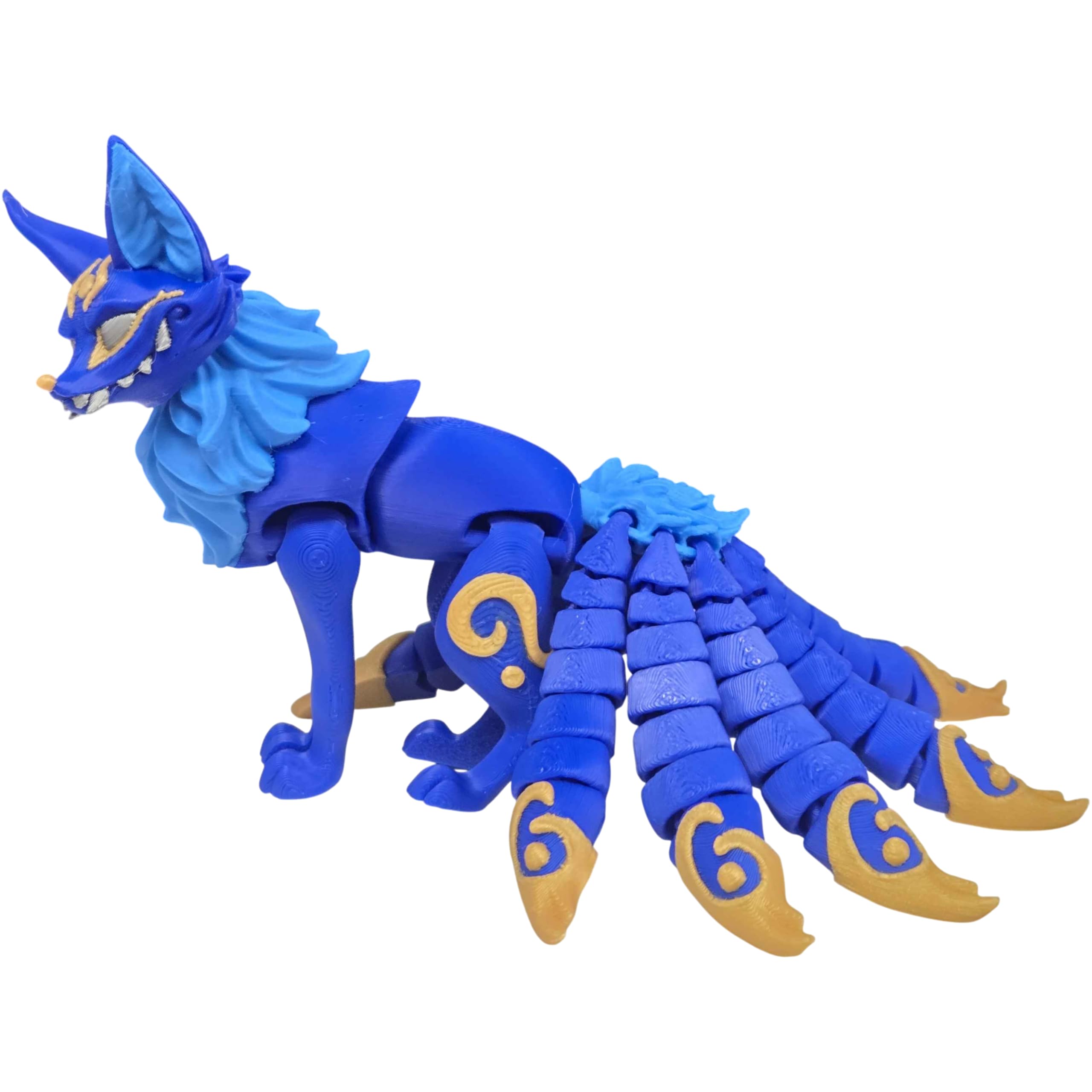 Articulated Twisty Kitsune Fox Figurine – Nine-Tailed Japanese Fox Spirit Statue – Demon Fox Collectible Mythical Desk Ornament & Home Decor – 3D Printed in Canada — 3D Printed Collectible by 3DCentral