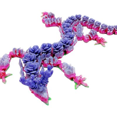 Rose Dragon Articulated Figurine – Floral Fantasy Creature with Hinged Body & Petal Detail – Print-in-Place No Supports Needed – 3D Printed in Canada — 3D Printed Collectible by 3DCentral