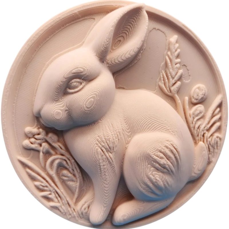 Round Bunny Wall Sculpture – 3D Printed Rabbit Relief for Cottagecore & Spring Décor – 3D Printed in Canada — 3D Printed Collectible by 3DCentral
