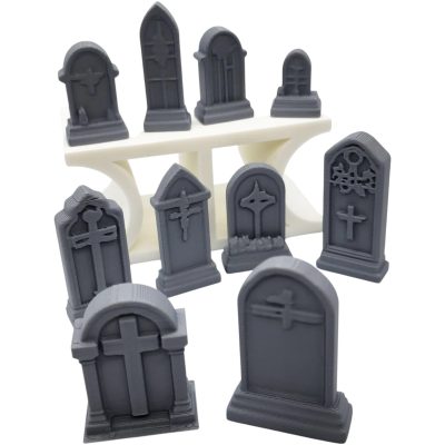 Miniature Tombstone Set – 10-Piece Graveyard Terrain Accessory for Tabletop RPGs, Dioramas & Halloween Displays – 3D Printed in Canada — 3D Printed Collectible by 3DCentral