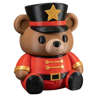 Nutcracker Teddy Bear Figurine – Cute Christmas Bear Soldier Statue for Shelf, Desk, or Mantel – Holiday Decor Collectible for Teens & Adults – 3D Printed in Canada — 3D Printed Collectible by 3DCentral