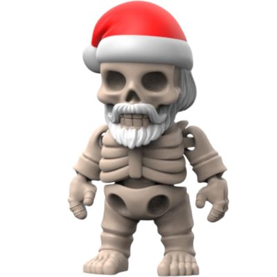 Christmas Skeleton Figurine – Articulated Santa Skull Collectible with Beard and Hat – Print-in-Place Holiday Monster – 3D Printed in Canada — 3D Printed Collectible by 3DCentral