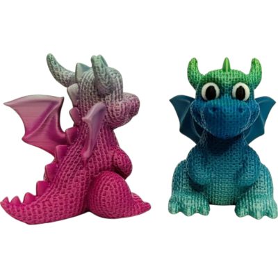 Knitted Texture Dragon Figurine – Cute Yarn-Look Fantasy Creature Collectible for Desk or Display – 3D Printed in Canada — 3D Printed Collectible by 3DCentral