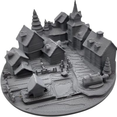 Village Miniature Model – Detailed Medieval Town Scene for Dioramas, Terrain & 3D Printer Benchmarking – No Supports – 3D Printed in Canada — 3D Printed Collectible by 3DCentral