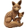 Wood-Carved Fox & Cub Figurine – Decorative Forest Animal Sculpture with Floral Detail for Shelf, Desk or Mantel – 3D Printed in Canada — 3D Printed Collectible by 3DCentral