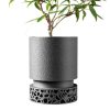 Textured Matte Black Planter with Geometric Cutout Base – Modern Indoor Pot for Succulents, Herbs & Houseplants – 3D Printed in Canada — 3D Printed Collectible by 3DCentral