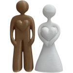 Minimalist Couple Figurines – Modern Valentine's Day Love Statues, Abstract Romantic Decor for Shelf or Table