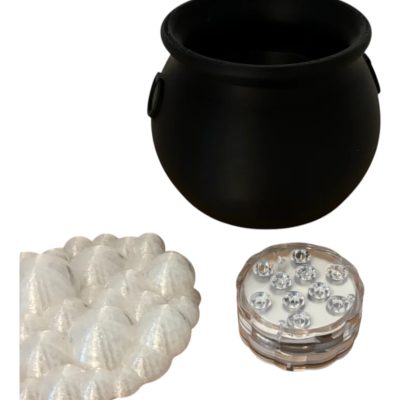 LED Cauldron Halloween Decoration – RGB Color-Changing Witch Cauldron Light Cover with Bubbling Top for Mood Lighting – Light Not Included – 3D Printed in Canada — 3D Printed Collectible by 3DCentral