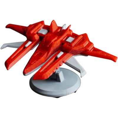Comet Hawk Spaceship Model Kit – 6-Piece Retro Sci-Fi Starship with Stand – Red & Silver Display Collectible – for Teens & Adults – 3D Printed in Canada — 3D Printed Collectible by 3DCentral
