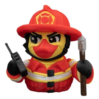 FireFeather Female Duck Figurine – Firefighter-Themed Car Dashboard & Desk Decor – Heroic Collectible – 3D Printed in Canada — 3D Printed Collectible by 3DCentral
