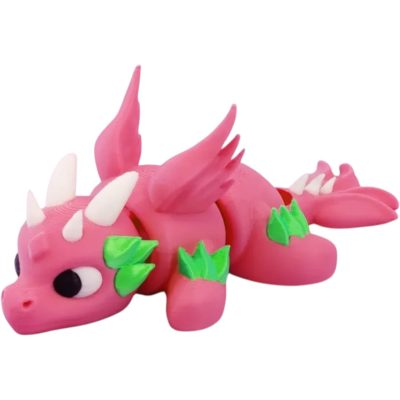 Articulated Pink Dragon Figurine with Wings – Cute Fantasy Desk Pet for Teens & Adults – 3D Printed in Canada — 3D Printed Collectible by 3DCentral