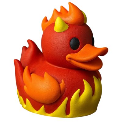 Fire Elemental Duck Figurine – Flame-Themed Collectible Display Sculpture for Desk, Shelf, or Gift – Bold Red & Yellow Rubber Duck Alternative – 3D Printed in Canada — 3D Printed Collectible by 3DCentral