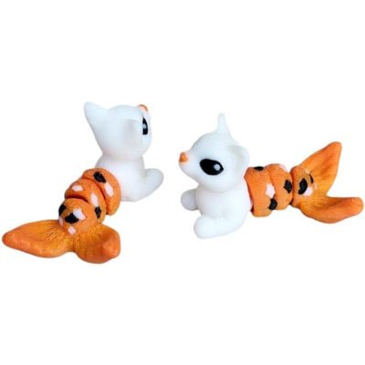 Purrmaid Cinder Hatchling Figurine – Flexible Articulated Cat-Mermaid Mythical Desk Pet & Collectible Sculpture – Unique 3D Printed Fantasy Gift for Teens & Adults – 3D Printed in Canada — 3D Printed Collectible by 3DCentral