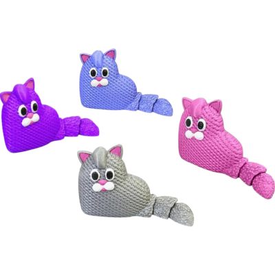 Knitted Heart Cat – 3D Printed Valentine Gift, Cute Plush-Style Cat with Heart Body, Decorative Figurine for Cat Lovers – 3D Printed in Canada — 3D Printed Collectible by 3DCentral