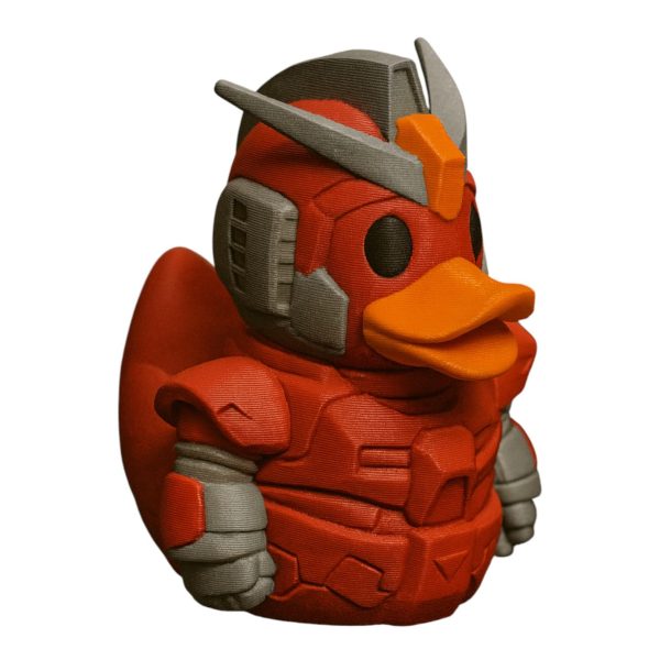 Figurine canard mecha armure rouge