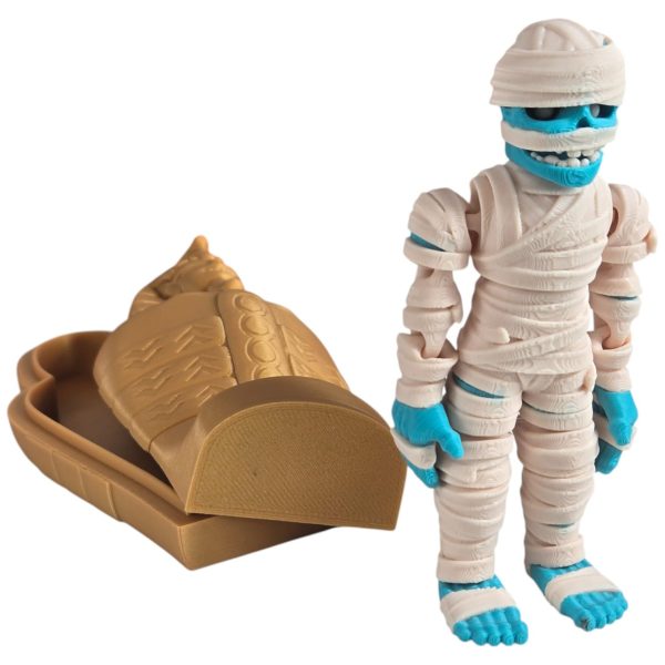 Articulated Mummy & Sarcophagus Figurine