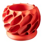 Bold Red Planter Pot with Organic Exo Shell Design