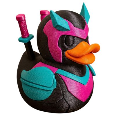 Cyber Samurai Duck Figurine – Ninja Rubber Duck Style Desktop, Colorful Decor for Desk, Shelf, or Gift Display – 3D Printed in Canada — 3D Printed Collectible by 3DCentral