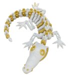 Articulated Skeleton Crocodile Figurine – Poseable Collectible Desk Decor for Reptile Lovers & Gothic Aesthetic Fans – 3D Printed in Canada (Celestial Radiance)