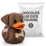 Chocolate Lab Duck Figurine – Adorable Dog-Themed Collectible with Bone Collar, for Dog Lovers & Duck Fans