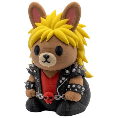 Glam Metal Bunny Collectible Figurine - Unique Desk Decor for Adults