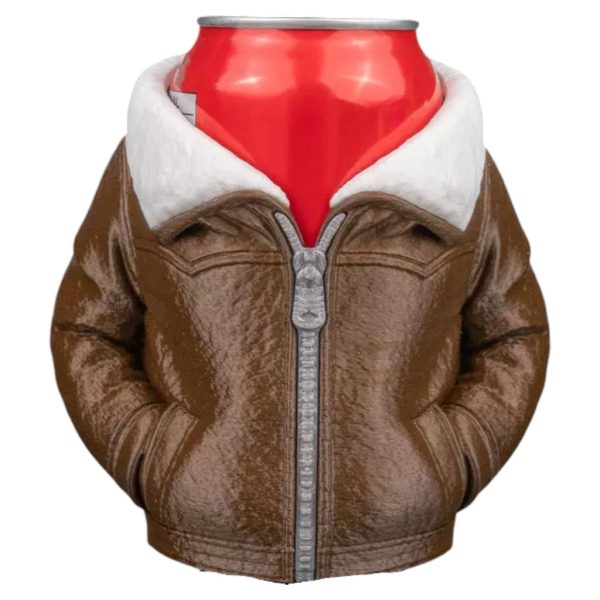 Porte-canette veste de cuir rétro