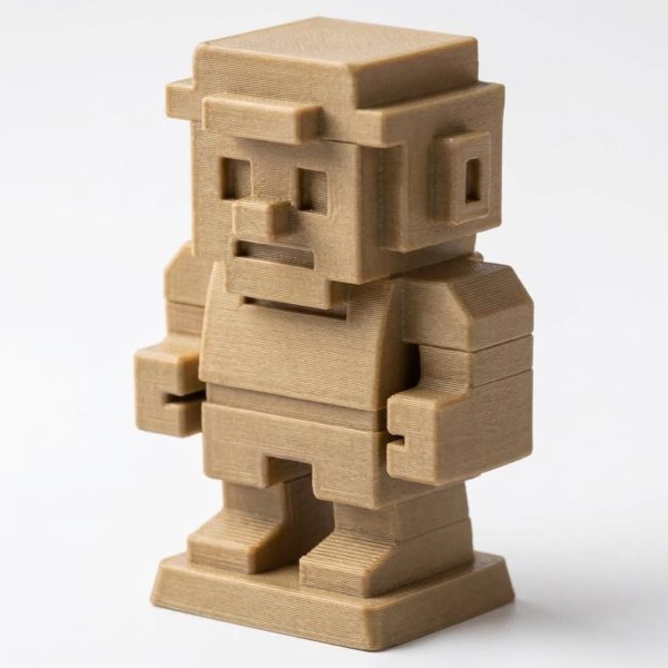 Wood Carved 8-Bit Gaming Figurine – Retro