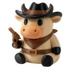 Western Outlaw Cow Collectible Figurine - Unique Desk Decor for Adults