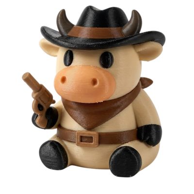 Western Outlaw Cow Collectible Figurine - Unique Desk Decor for Adults