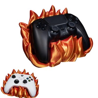 Fire-Semblance Controller Stand – Fiery Gamepad Holder for Xbox, PlayStation & More – 3D Printed in Canada — 3D Printed Collectible by 3DCentral