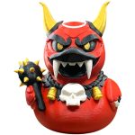 Demon Warrior Duck Figurine – Spiked Mace Devil Duck Collectible for Desk, Shelf or Fantasy Display – Bold Red Figurine for Teens & Adults