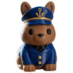 Captain's Hat Bunny Figurine – Cute Nautical-Inspired Animal Collectible for Desk, Shelf, or Gift Display – Navy Blue Officer Uniform