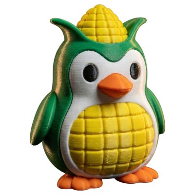 Corn Penguin Figurine – Cute Penguin Statue with Corn Detail for Desk, Shelf or Collectible Display – Fun 3D Printed Gift Idea for Adults & Teens