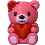 Valentine's Love Teddy Bear Cub Figurine, Cute Heart-Holding Bear Decor, Romantic Valentine Gift for Her or Him, Collectible Display Sculpture