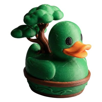 Bonsai Duck Figurine – Cute Zen Garden Decor Duck with Bonsai Tree in Pot – Calming Green Duck Statue for Desk, Shelf, or Meditation Space