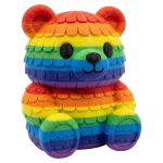 Rainbow Piñata Teddy Bear Cub Figurine — Pride Collectible Shelf Decor — Colorful 3D Printed Bear Ornament for Display, Gifting, and Collection
